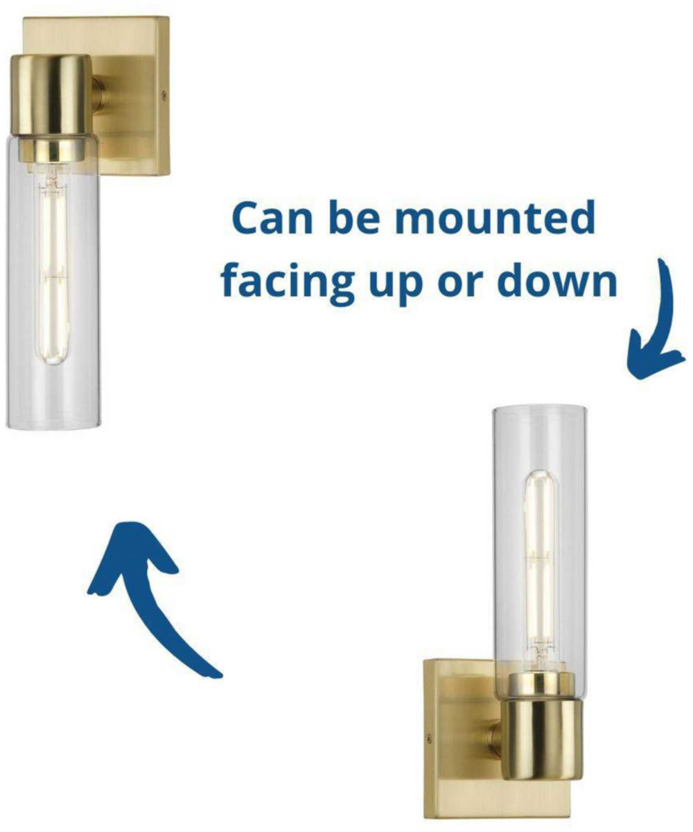 Clarion 1-Light Clear Glass Modern Style Bath Vanity Wall Light Satin Brass