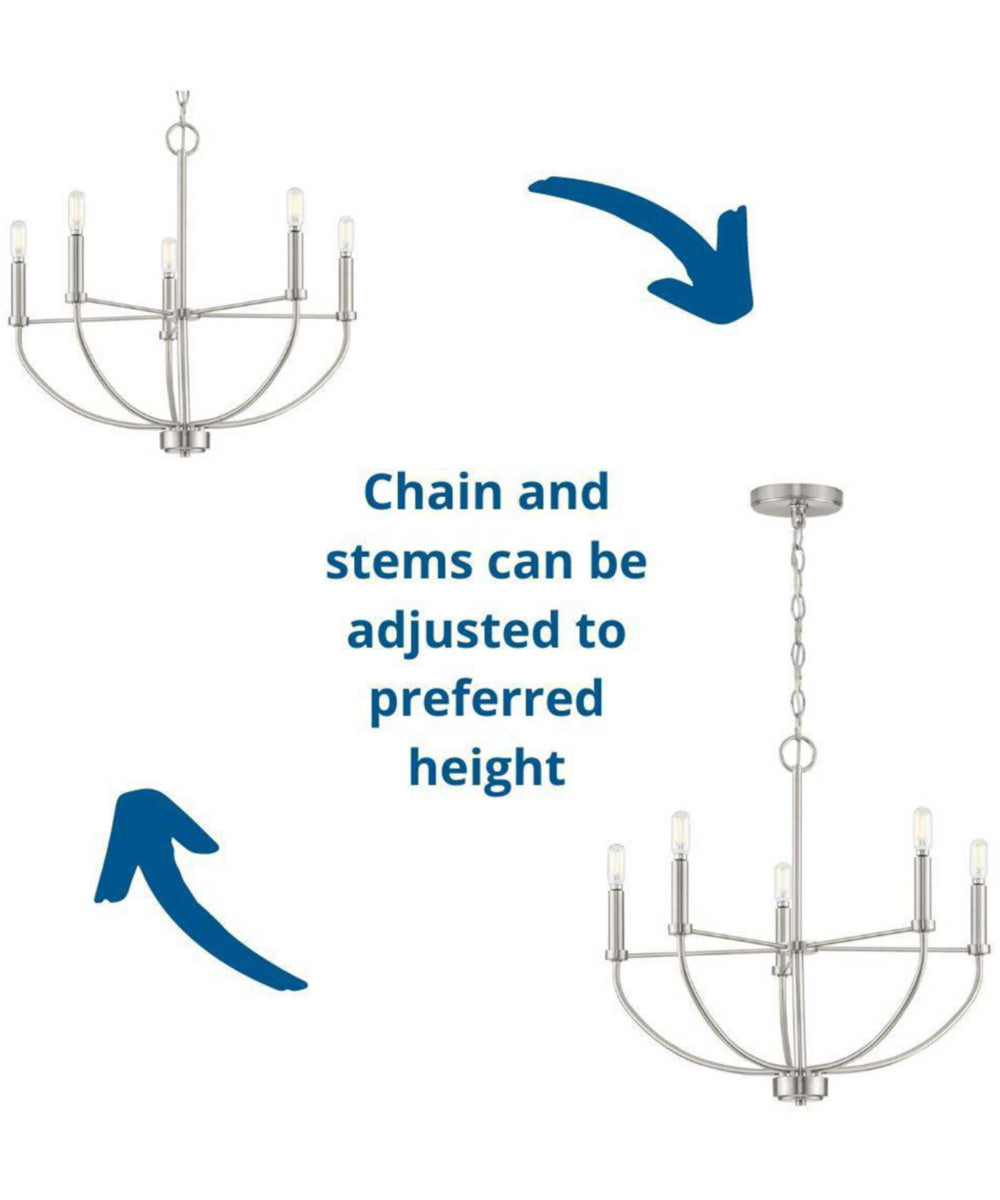 Leyden 5-Light Farmhouse Style Chandelier Brushed Nickel