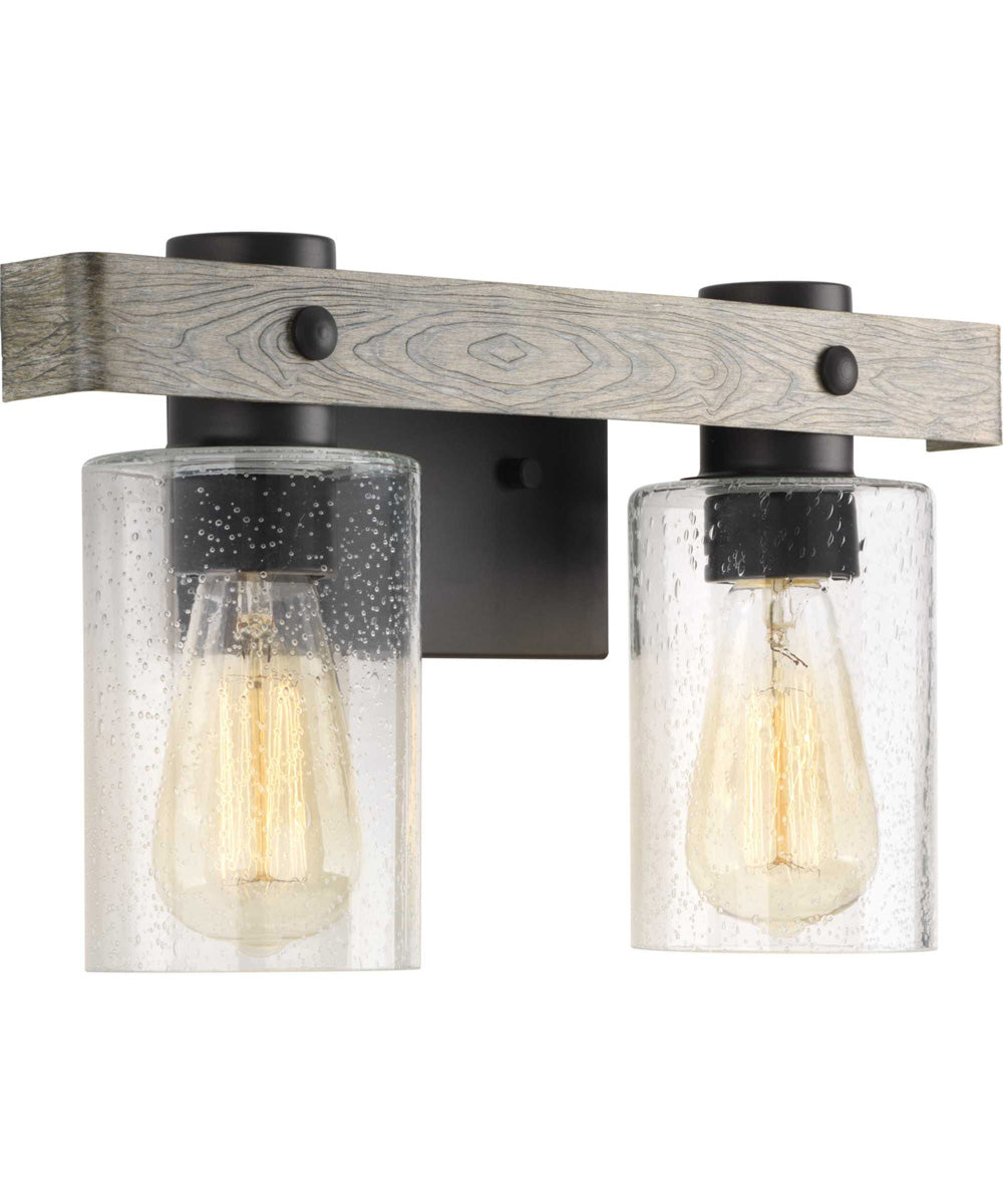 Gulliver 2-Light Clear Seeded Glass Coastal Bath Vanity Light Graphite