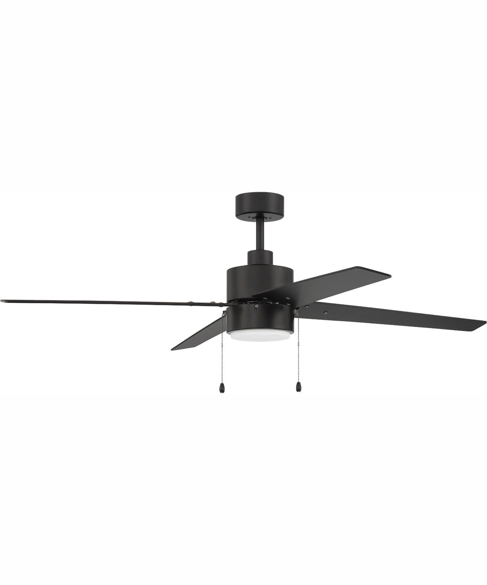 52" Terie 1-Light Ceiling Fan Flat Black