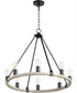 Paxton 8-light Chandelier Textured Black w/ Weathered Oak Finish
