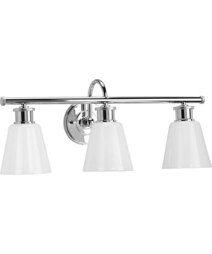 Ashford 3-Light Opal Glass Farmhouse Style Bath Vanity Wall Light Polished Chrome