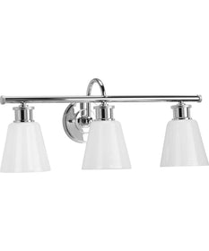 Ashford 3-Light Opal Glass Farmhouse Style Bath Vanity Wall Light Polished Chrome