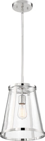 11"W Bruge 1-Light Pendant Polished Nickel / Clear