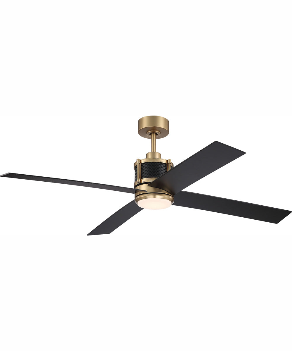 56" Gregory 1-Light Ceiling Fan Satin Brass / Flat Black