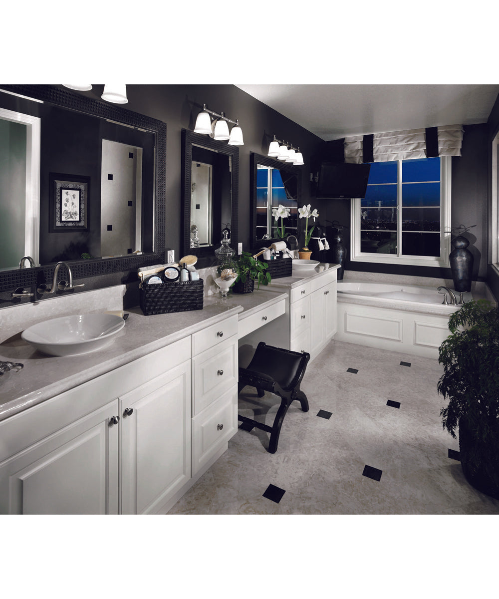 Victorian 3-Light White Opal Glass Farmhouse Bath Vanity Light Brushed Nickel