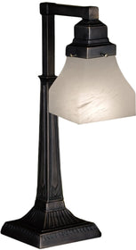 20"H Bungalow White Alabaster Swirl Desk Lamp