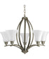 Joy 5-Light Etched White Glass Traditional Chandelier Light Antique Bronze