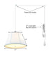 2 Light Swag Plug-In Pendant 17"w White Shantung with Diffuser, White Cord