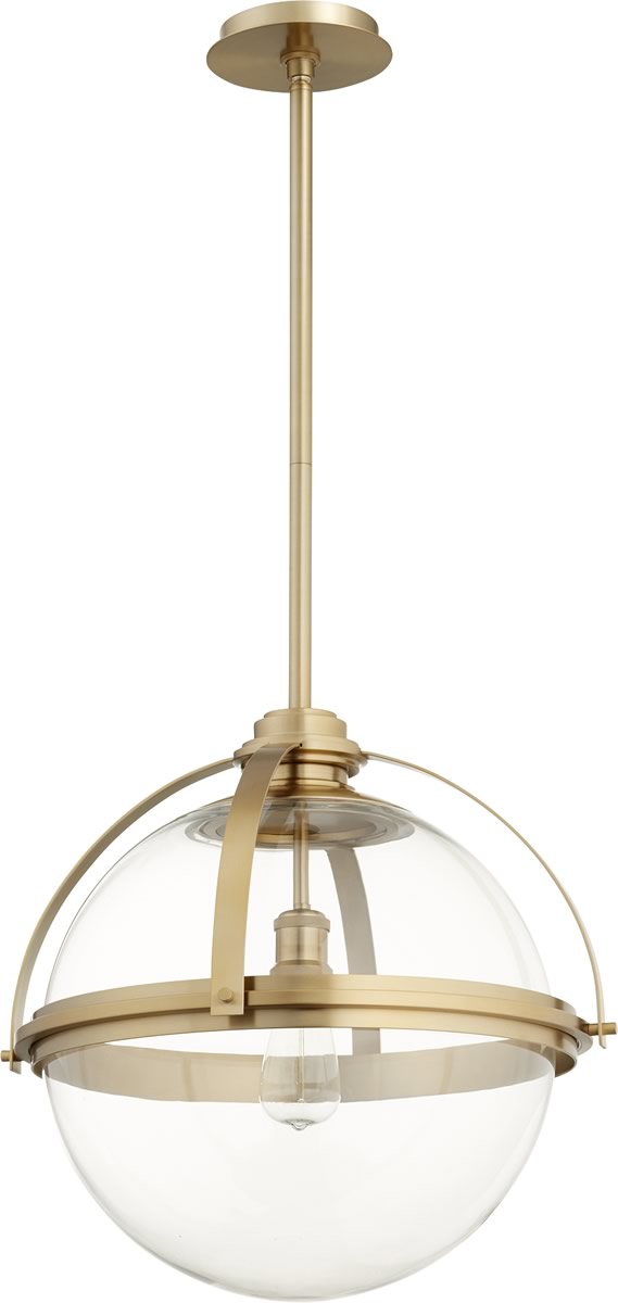 20"W 1-light Pendant Aged Brass