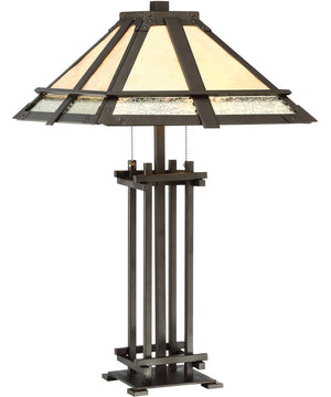 Hyden 2-Light Table Lamp Dark Bronze/Mica Shade