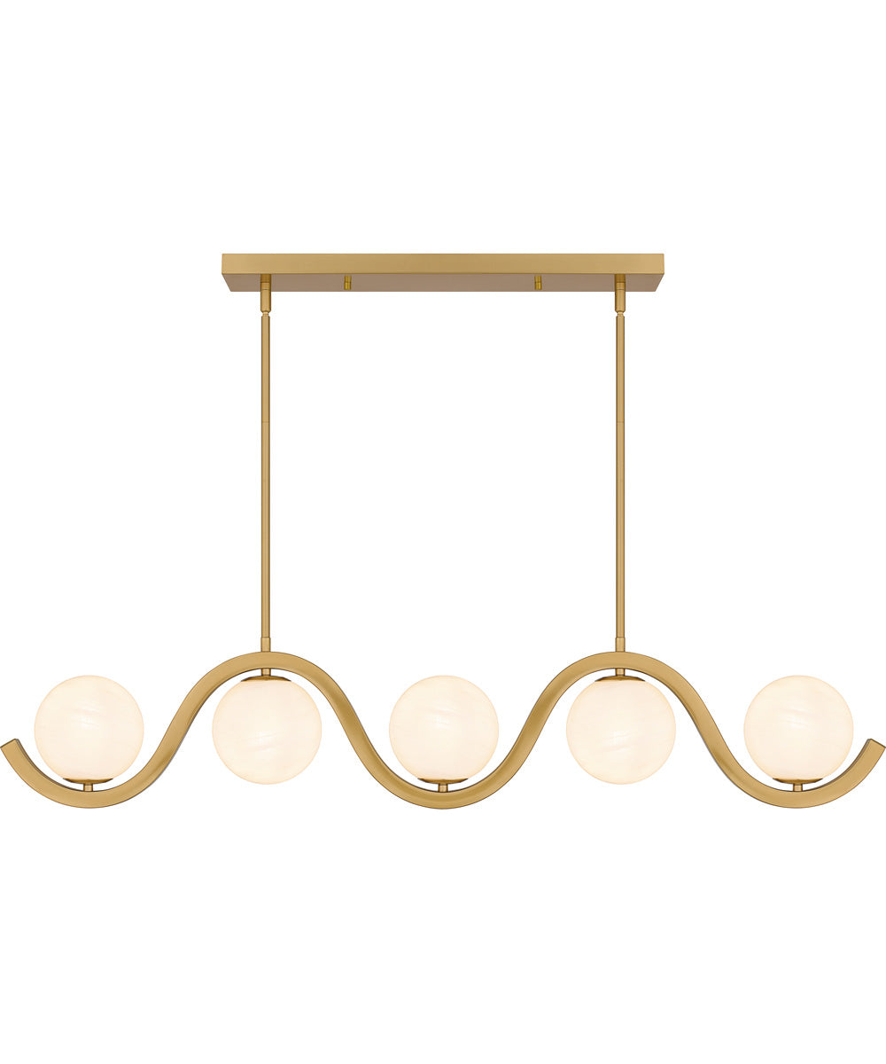 Spherical Large 5-light Island Light Aged Brass