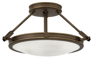 17"W Collier 3-Light Semi-flush Mount in Light Oiled Bronze