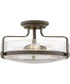 Harper 3-Light Large Semi-Flush Mount in Oil Rubbed Bronze with Clear Seedy glass
