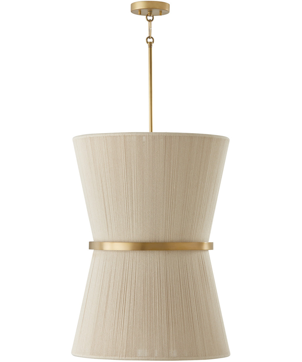 Cecilia 6-Light Foyer Bleached Natural Rope and Patinaed Brass