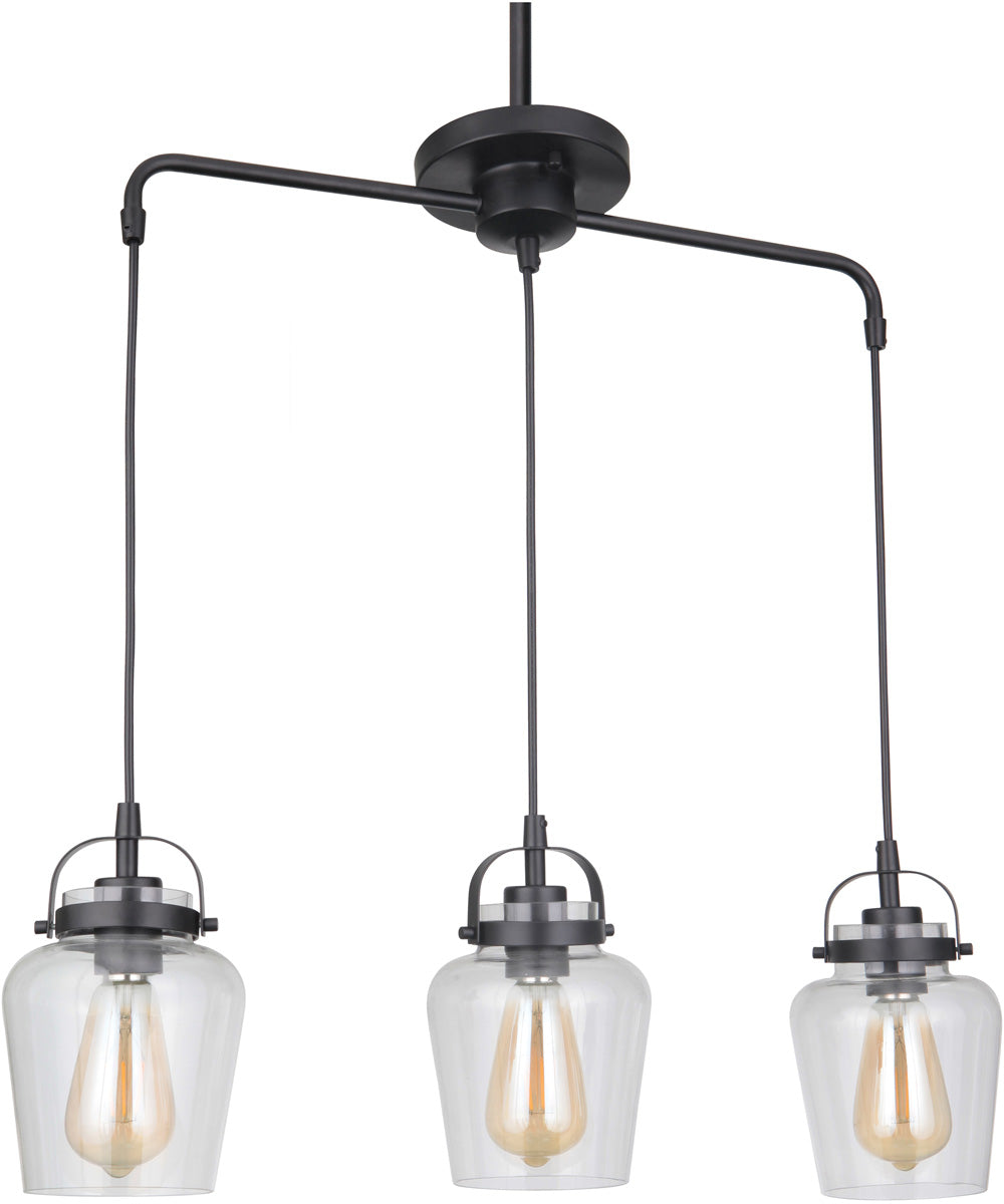Trystan 3-Light Island Pendant Flat Black
