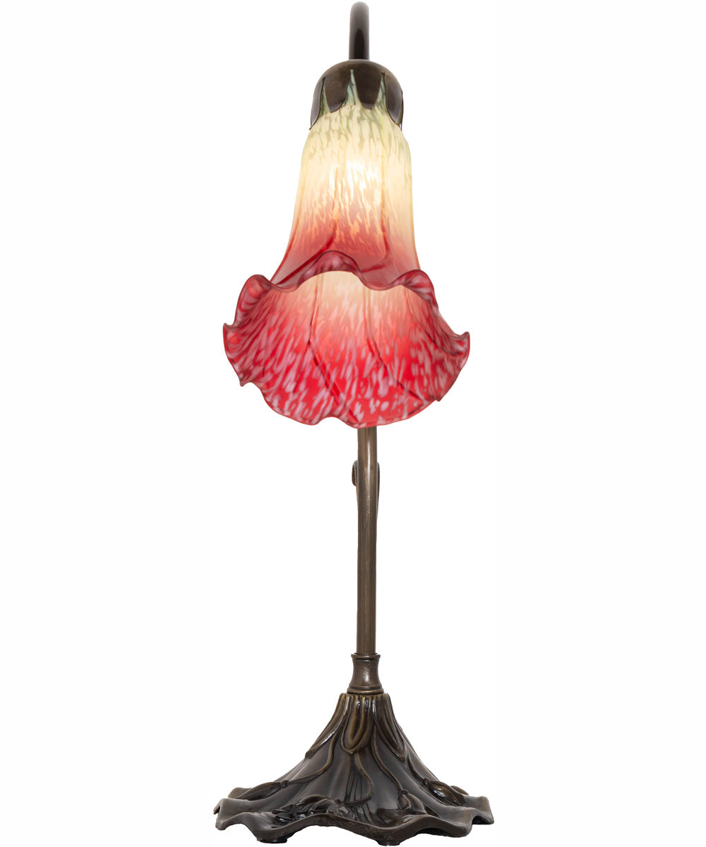 15" High Seafoam/Cranberry Tiffany Pond Lily Accent Lamp