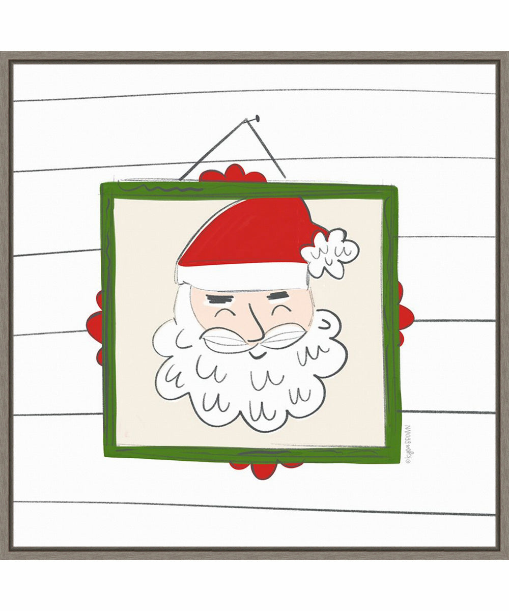 Framed Santa Claus Portrait by Kyra Brown Canvas Wall Art Print (30  W x 30  H), Sylvie Greywash Frame
