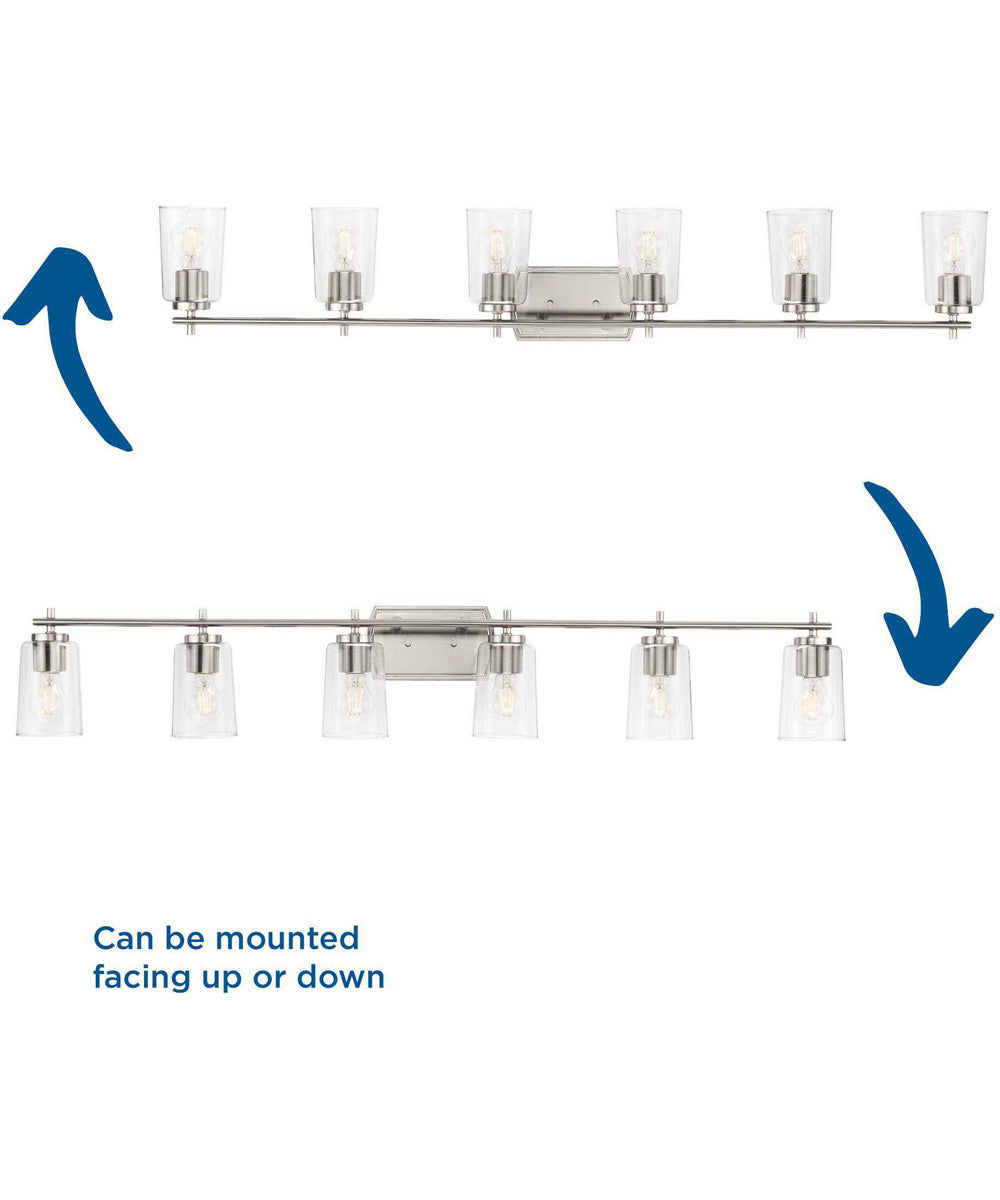 Adley 6-Light New Traditional Clear Glass Bath Vanity Light Brushed Nickel