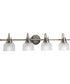 Archie 4-Light Clear Double Prismatic Glass Coastal Bath Vanity Light Antique Nickel