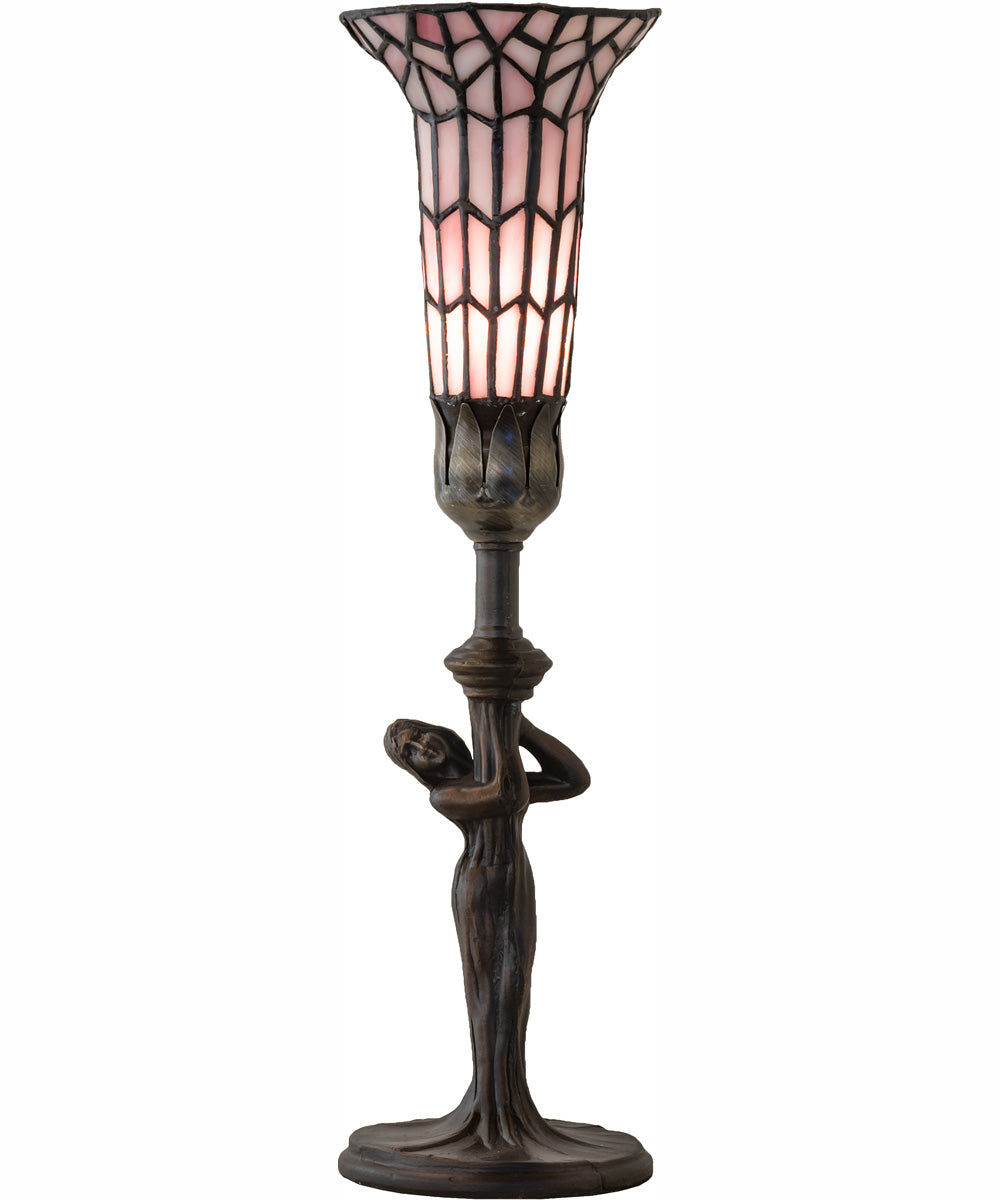 15" High Stained Glass Pond Lily Nouveau Lady Accent Lamp