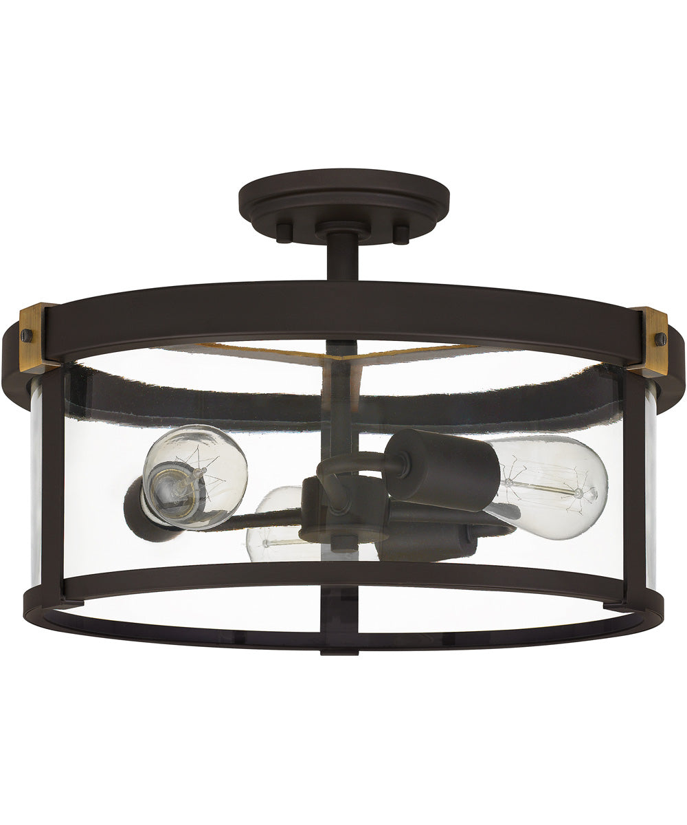 Lisbon 3-light Semi Flush Mount Old Bronze