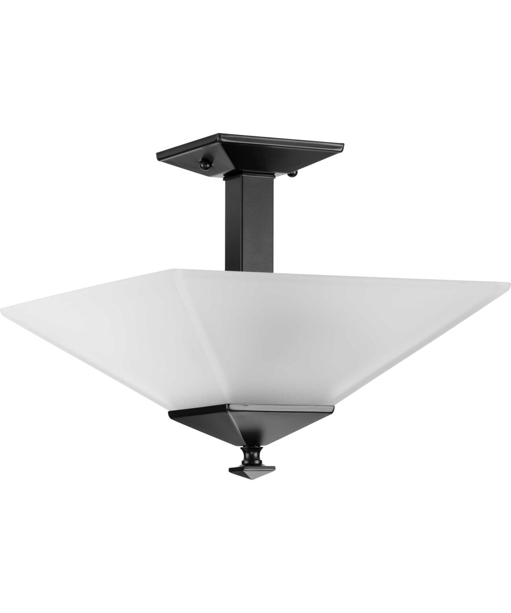 Clifton Heights 12-3/4" 2-Light Modern Farmhouse Etched Glass Semi-Flush Mount Light Matte Black