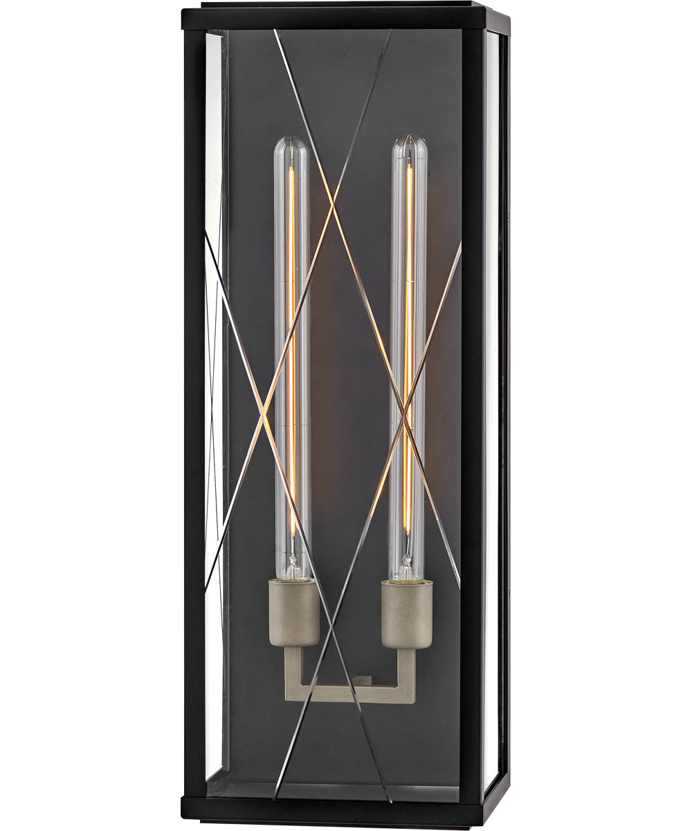 Monte 2-Light Large Wall Mount Lantern in Black