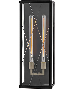 Monte 2-Light Large Wall Mount Lantern in Black