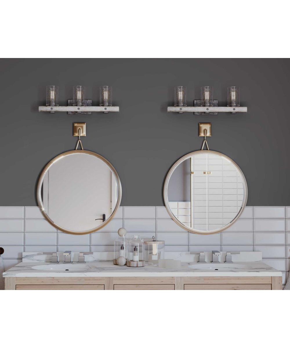 Gulliver 3-Light Clear Seeded Glass Coastal Bath Vanity Light Galvanized Finish