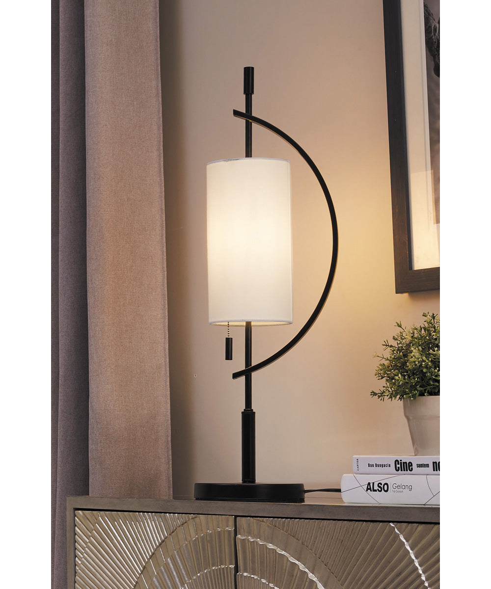 Renessa 1-Light Table Lamp Black/Off White Fabric Shade