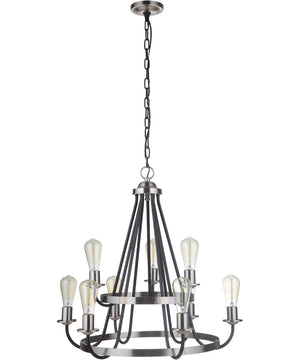 Randolph 9-Light Chandelier Flat Black/Brushed Polished Nickel