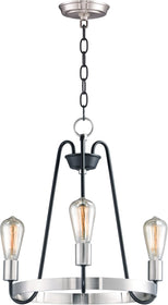 19"W Haven 3-Light Chandelier Black / Satin Nickel
