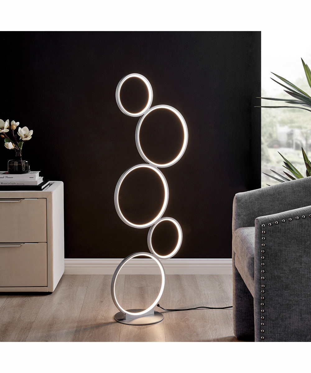 Fedora Led Floor Lamp 5 Rings/Silver