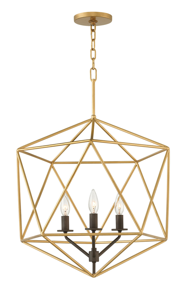 20"W Astrid 3-Light Single Tier Pendant in Deluxe Gold
