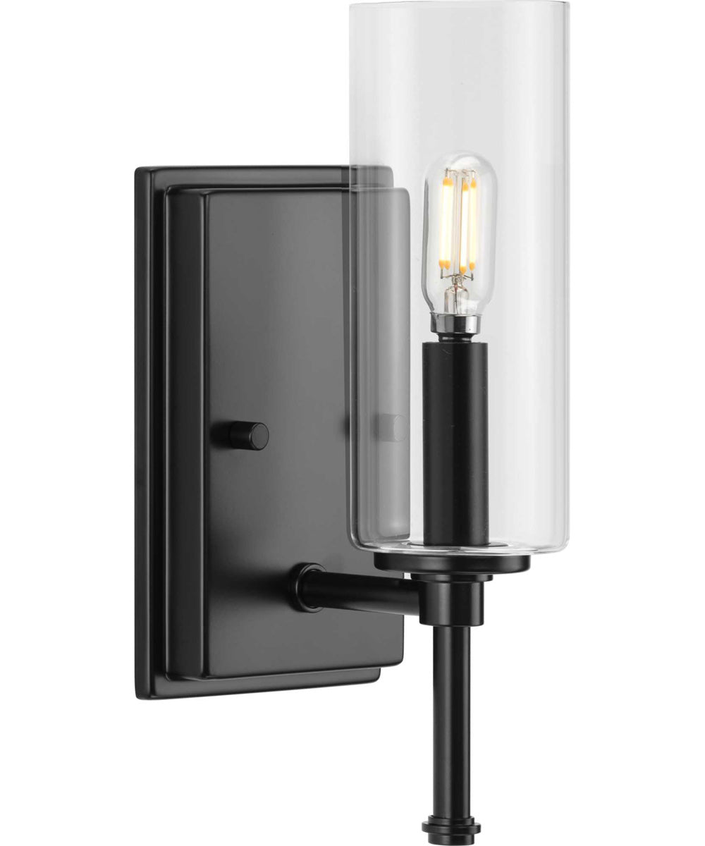 Elara 1-Light New Traditional Clear Glass Bath Vanity Light Matte Black