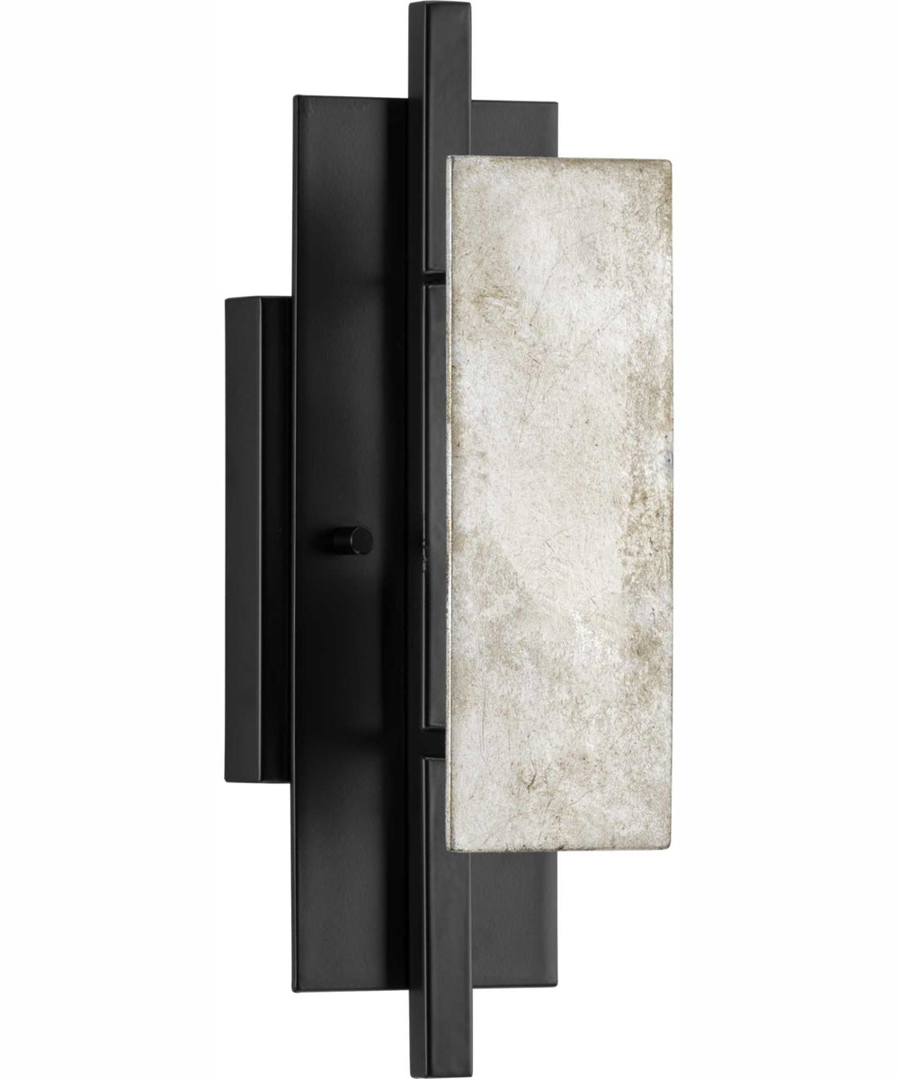 Lowery 1-Light Matte Black/Aged Silver Leaf Industrial Luxe Wall Sconce Matte Black