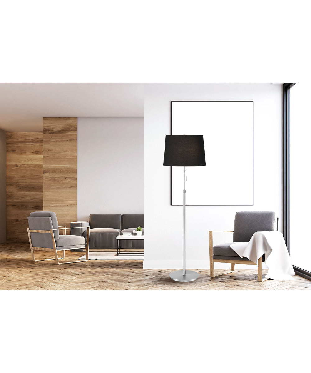 X3 3-Light  Floor Lamp Satin Nickel/Black Shade