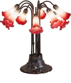 24"H Pink/White Pond Lily 10 Light Table Lamp