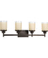 Alexa 4-Light Etched Umber Linen With Clear Edge Glass Modern Bath Vanity Light Antique Bronze