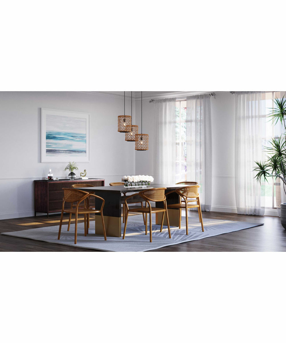 Chandra 1-Light Global Pendant with Woven Shade Matte Black