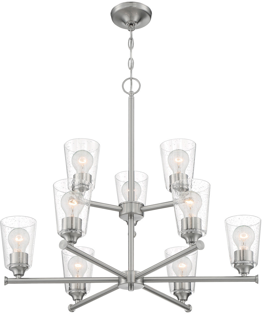 28"W Bransel 9-Light Chandelier Brushed Nickel