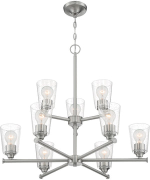 28"W Bransel 9-Light Chandelier Brushed Nickel