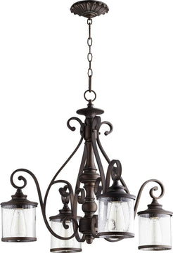 27"W San Miguel 4-light Nook Chandelier Vintage Copper