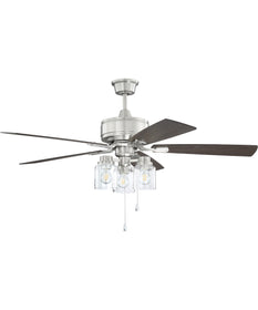 52" Kate 3-Light Ceiling Fan (Blades Included) Brushed Polished Nickel