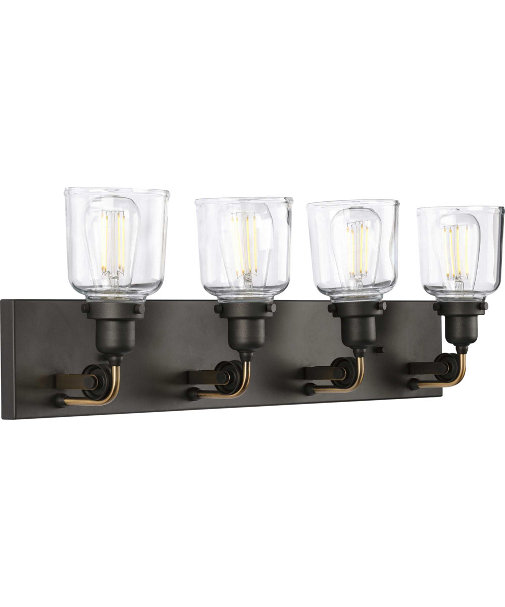 Rushton 4-Light Clear Glass Farmhouse Bath Vanity Light Graphite