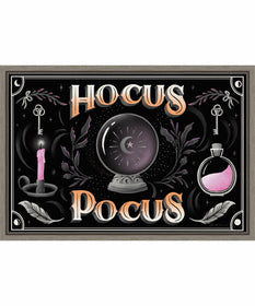 Framed Hocus Pocus Halloween Black by Gia Graham Canvas Wall Art Print (23  W x 16  H), Sylvie Greywash Frame