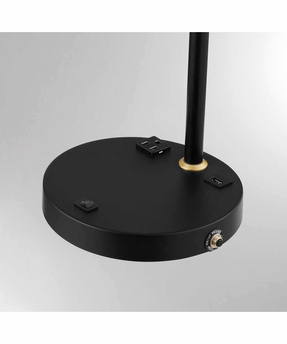 Tanko 1-Light Metal Table Lamp Antique Brass/Black With Usb Charging And Outlet