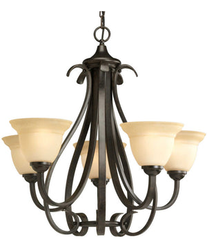 Torino 5-Light Tea-Stained Glass Transitional Chandelier Light Forged Bronze
