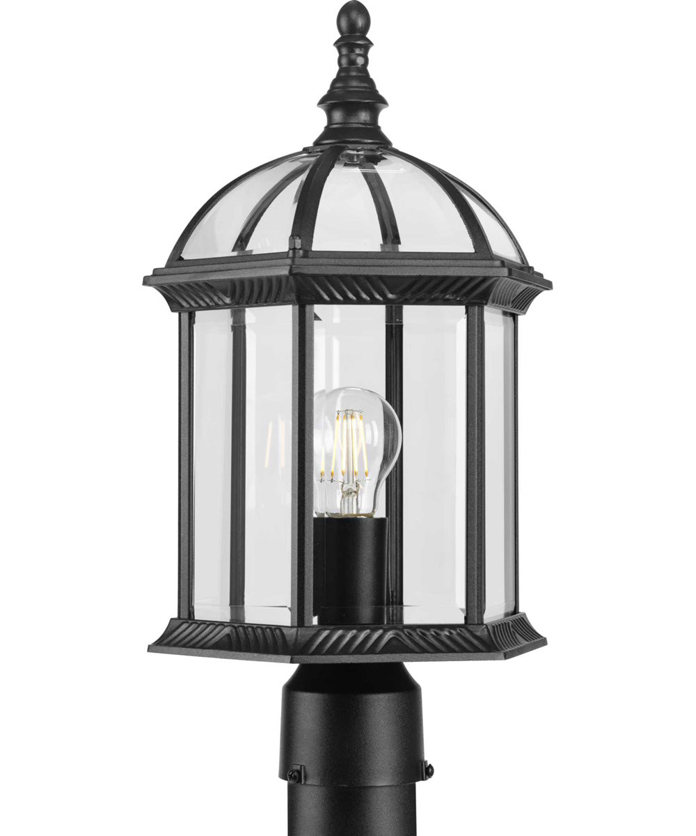 Dillard 1-Light Traditional Clear Glass Outdoor Post Light Textured Black